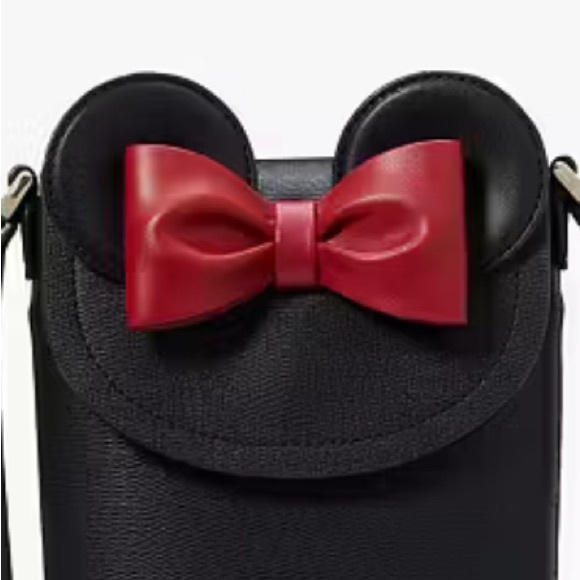 disney x kate spade new york minnie mouse crossbody black red bow - Picture 3 of 5